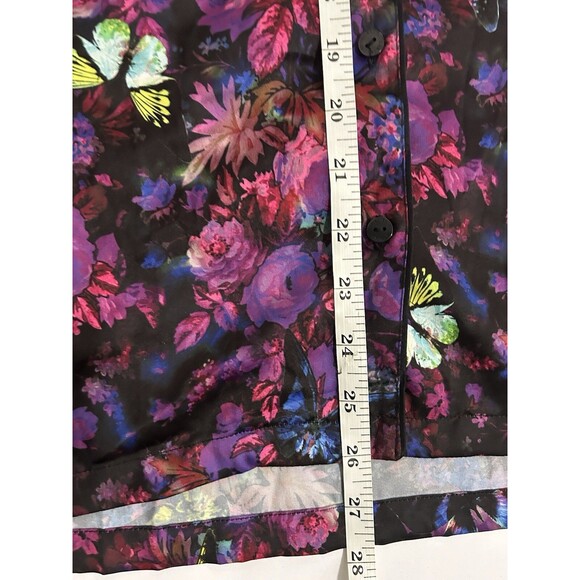 Victorias Secret Satin Notch Pajama Top Womens Large Floral Butterfly 2XL - Picture 3 of 6